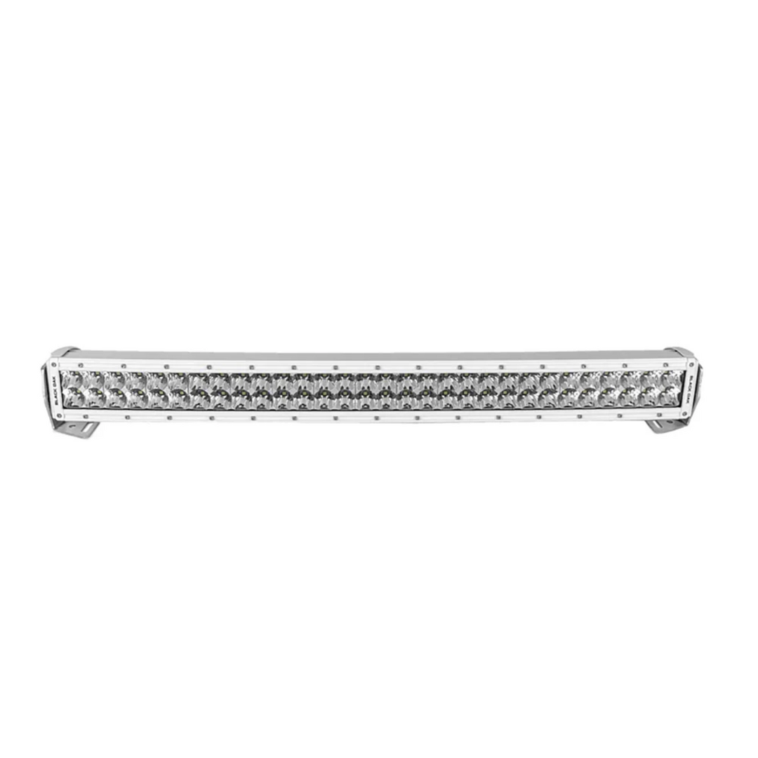 Barra de luz LED curva de doble fila de 30" de roble negro, serie Pro 3.0, carcasa blanca