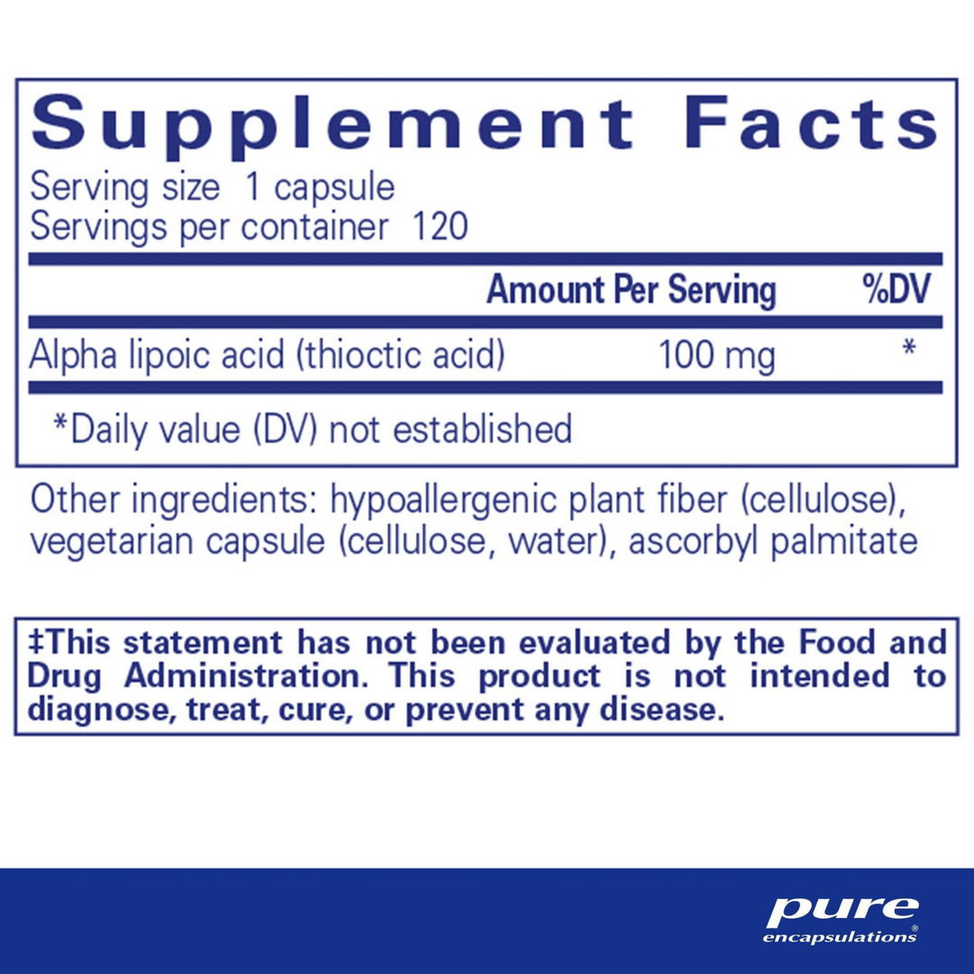 Pure Encapsulations Alpha Lipoic Acid 100 mg Supports Cell Function 120 Capsules
