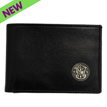 Load image into Gallery viewer, Rugged Rare Smith &amp; Wesson Front Pocket ‎RFID Leather Handmade Wallet Black
