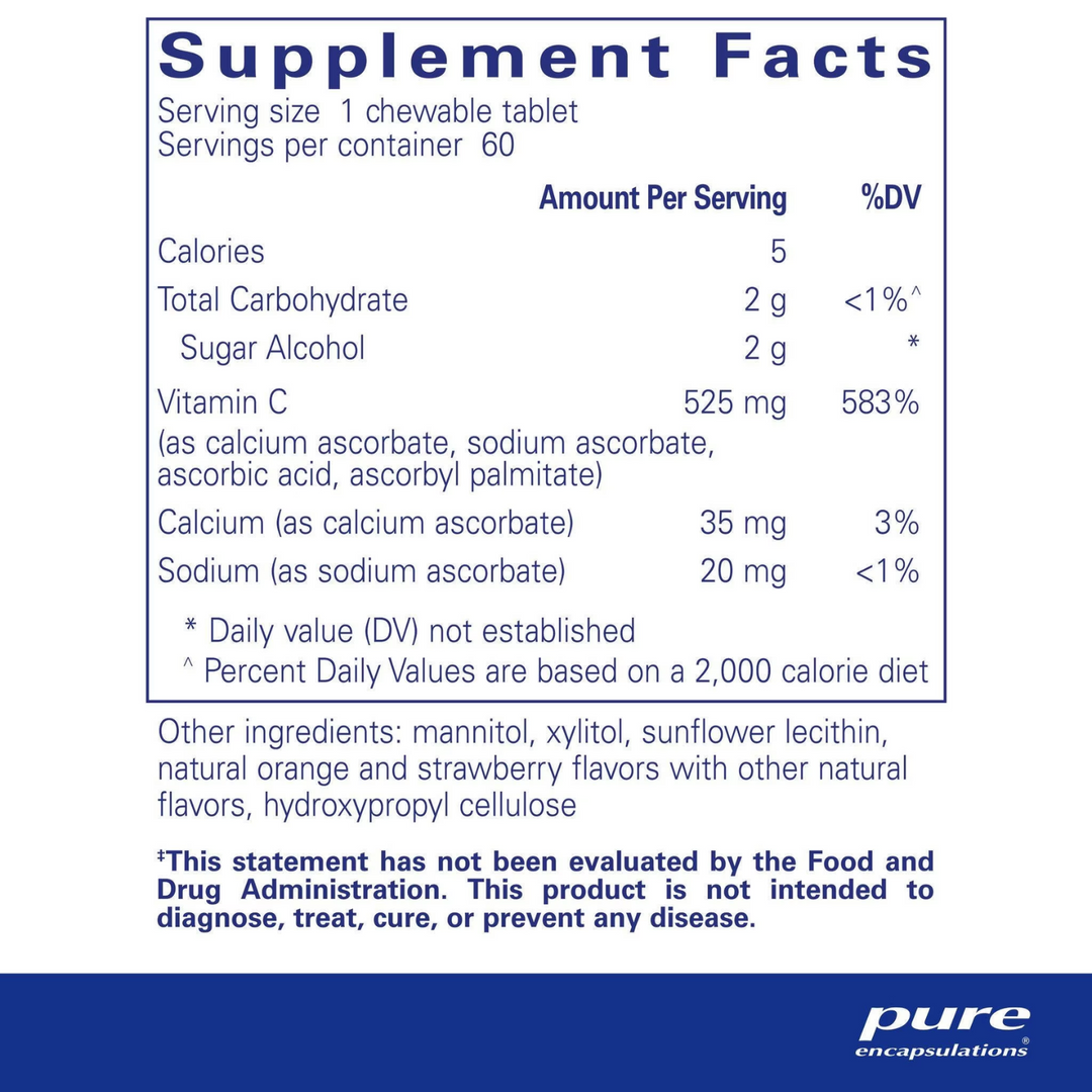 Pure Encapsulations Vitamin C Chewable Supports Immune Health 60 Tablets