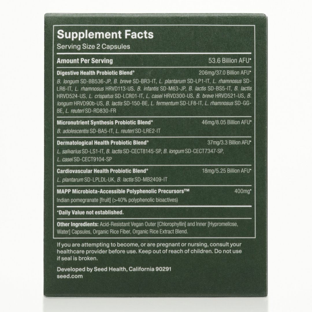 Seed DS-01 Daily Synbiotic Probiotic Supplement Supports Gut Health 60 Capsules