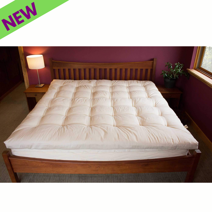 Cubrecolchón acolchado orgánico certificado Holy Lamb tamaño king para dormir profundamente, 76” x 80”