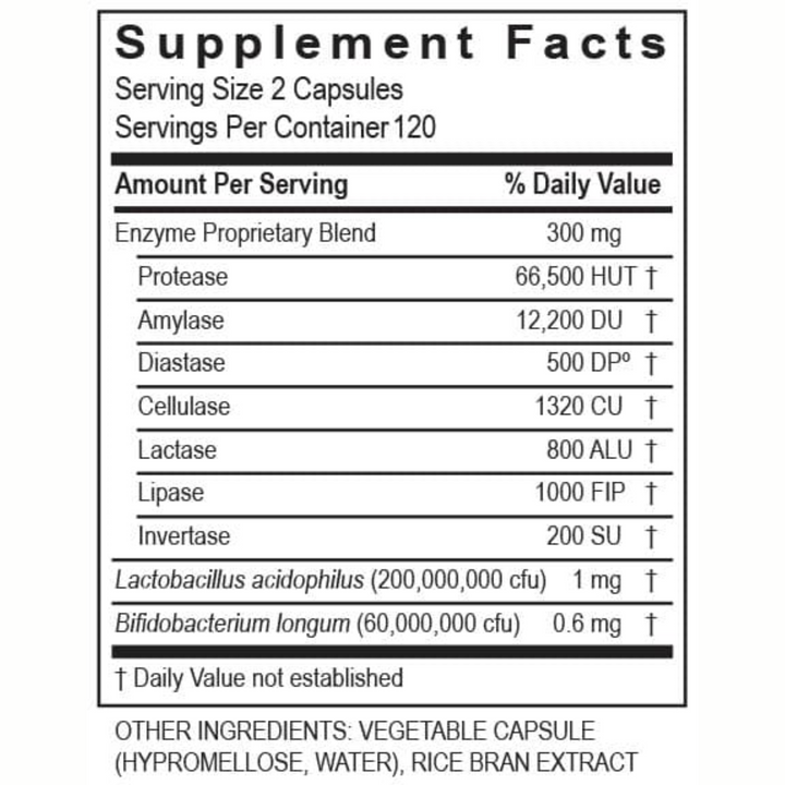 Enzimas de transformación DigestZyme: favorece la digestión de nutrientes, energía (120 cápsulas)