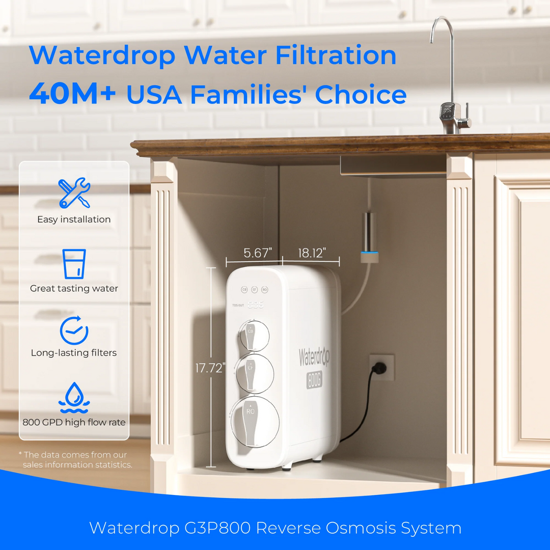 Waterdrop G Series Under Sink RO System Tankless G3P800 10-Stage Filtration