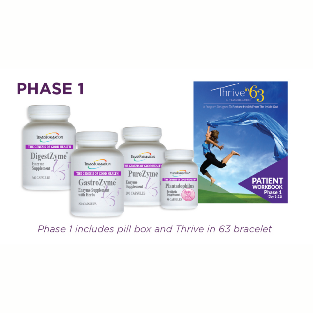 Transformación Thrive 63 Fase DigestZyme PureZyme GastroZyme Plantadophilus