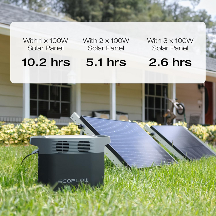 Estación de energía portátil EcoFlow DELTA 2 + 2 paneles solares rígidos de 100 W y 12 V