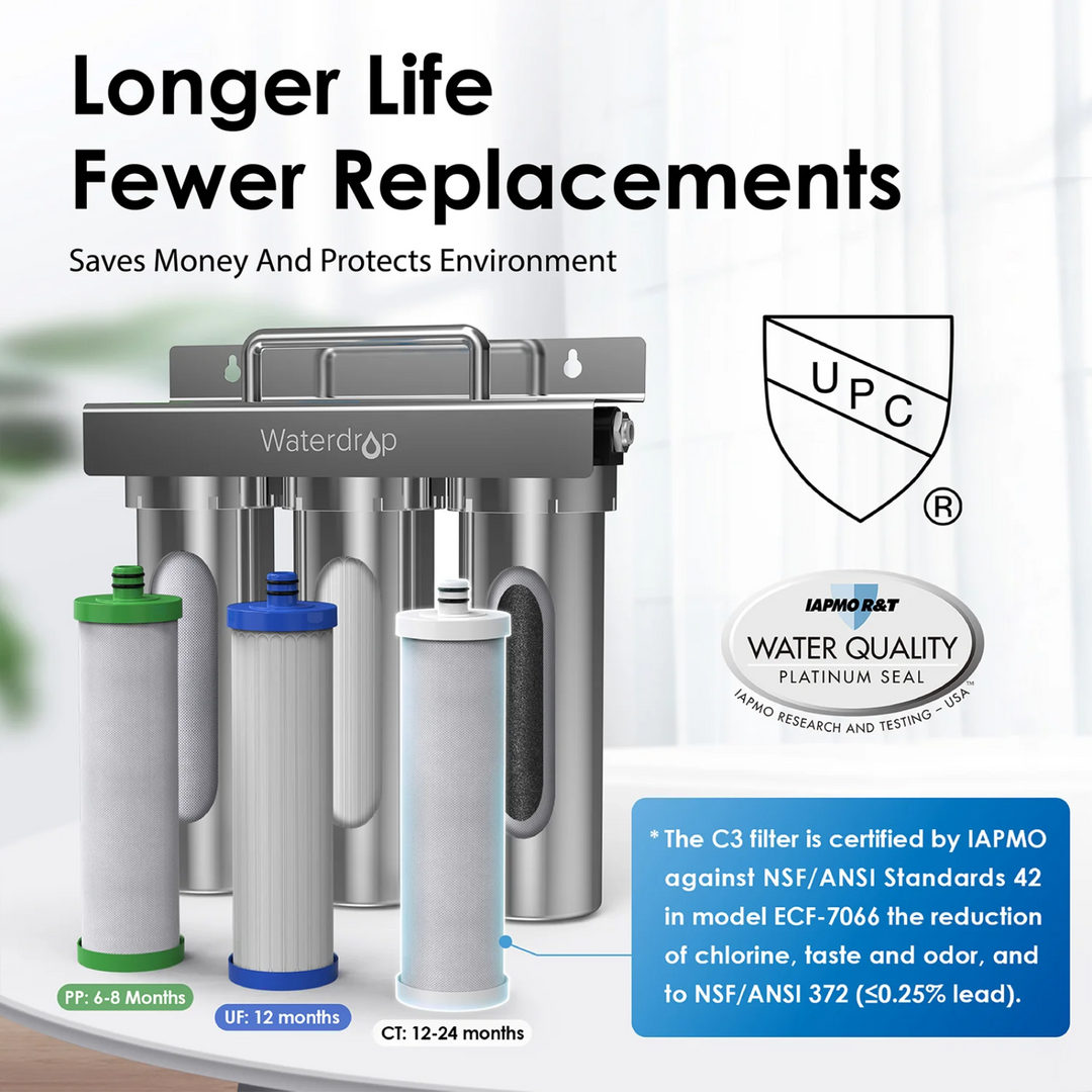 Waterdrop Under Sink Water Filter System 6 Stage Layer Ultrafiltration Stainless