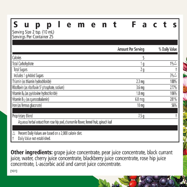 Floradix Floravital Liquid Iron Herbs Formula Supports Energy Yeast Free 250mL