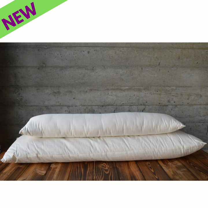 Almohadas corporales orgánicas certificadas Holy Lamb, tamaño Buddy (sin funda), 23 x 107 cm