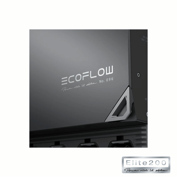 Close-up of the EcoFlow inverter, part of the RV Solar Power Backup Kit 5kVA 48V 30A Off-Grid Power Supply.