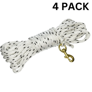 Omnipet Check Cord 40 Ft White Durable Brass Snap 4 PACK