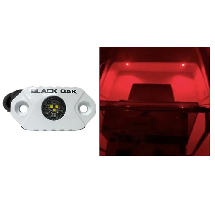 Luz de acento marina LED de roble negro con LED rojos y carcasa blanca