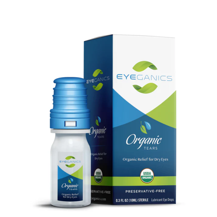 Qty 6 Eyeganics organic eye drops preservative free. USDA organic eye hydration for dry eyes.