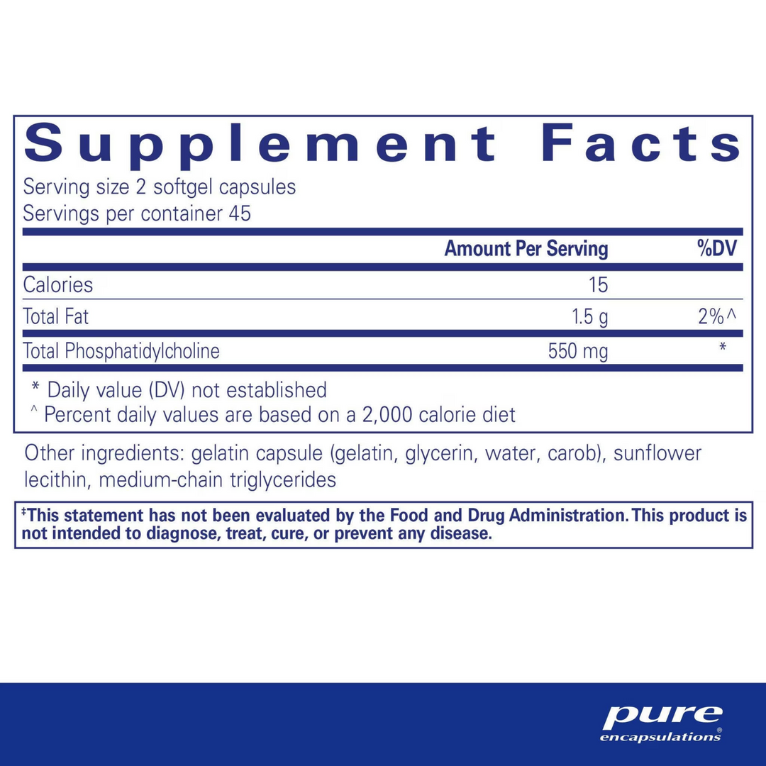 Pure Encapsulations Phosphatidylcholine Sunflower Support Liver Function 90 Caps