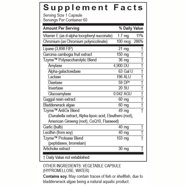 Enzimas de transformación Lipo Support para un metabolismo lipídico saludable (60 cápsulas)