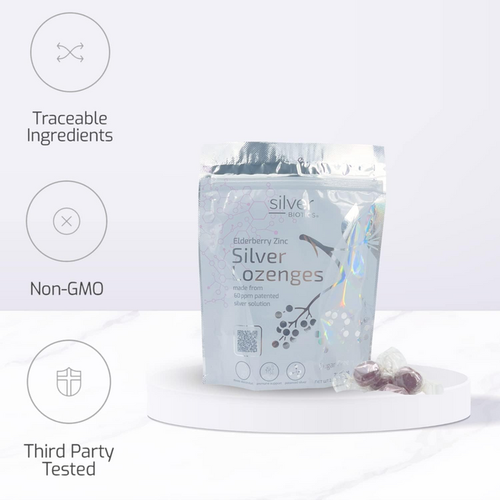 American Biotech Labs Elderberry Zinc Silver Lozenges 21 Lozenges Per Bag