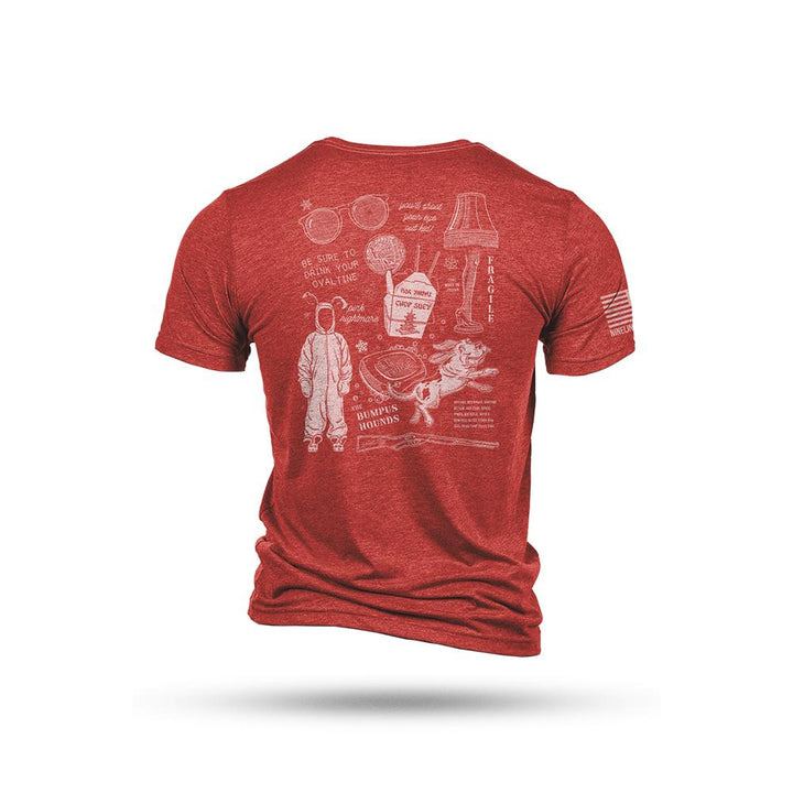 Nine Line Xmas Story Triblend Short Sleeve Shirt Red Soft Comfortable L Size