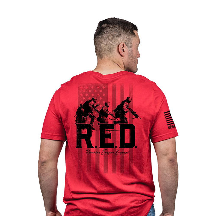 Nine Line Remember Everyone Deployed Shirt Red Soft Cotton Comfortable M Size