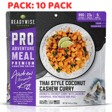 Load image into Gallery viewer, ReadyWise Outdoor Pro Meal Thai Coconut Cashew Curry Freeze Dried Food 10 PACK
