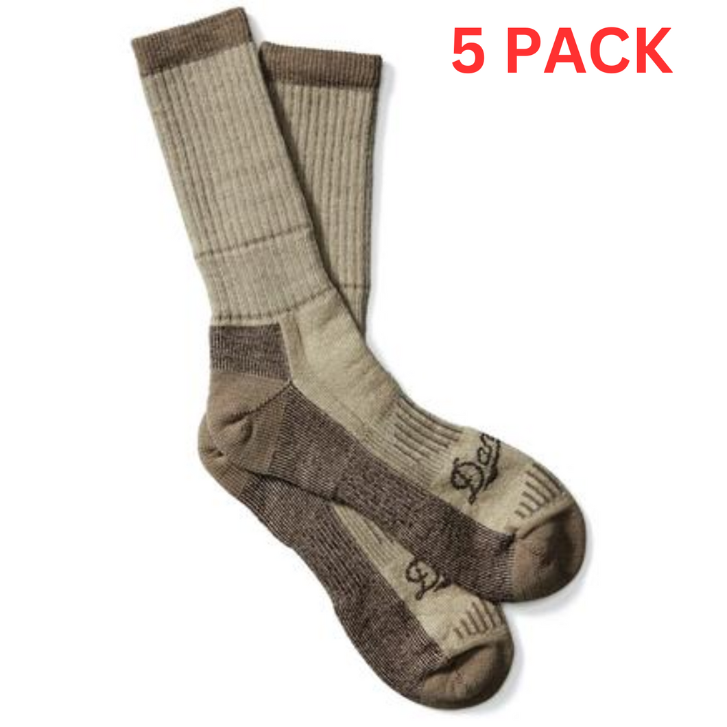 Danner Merino Midweight Hunting Socks Crew Brown XL 5 PACK