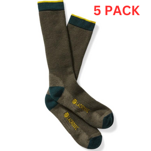 LaCrosse Men's Merino Midweight Sock Crew OD Green L 5 PACK