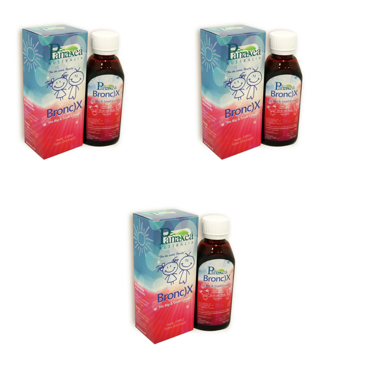 Panaxea Bronc)X Bronchitis Syrup Cough Remedy 120ml 3 PACK
