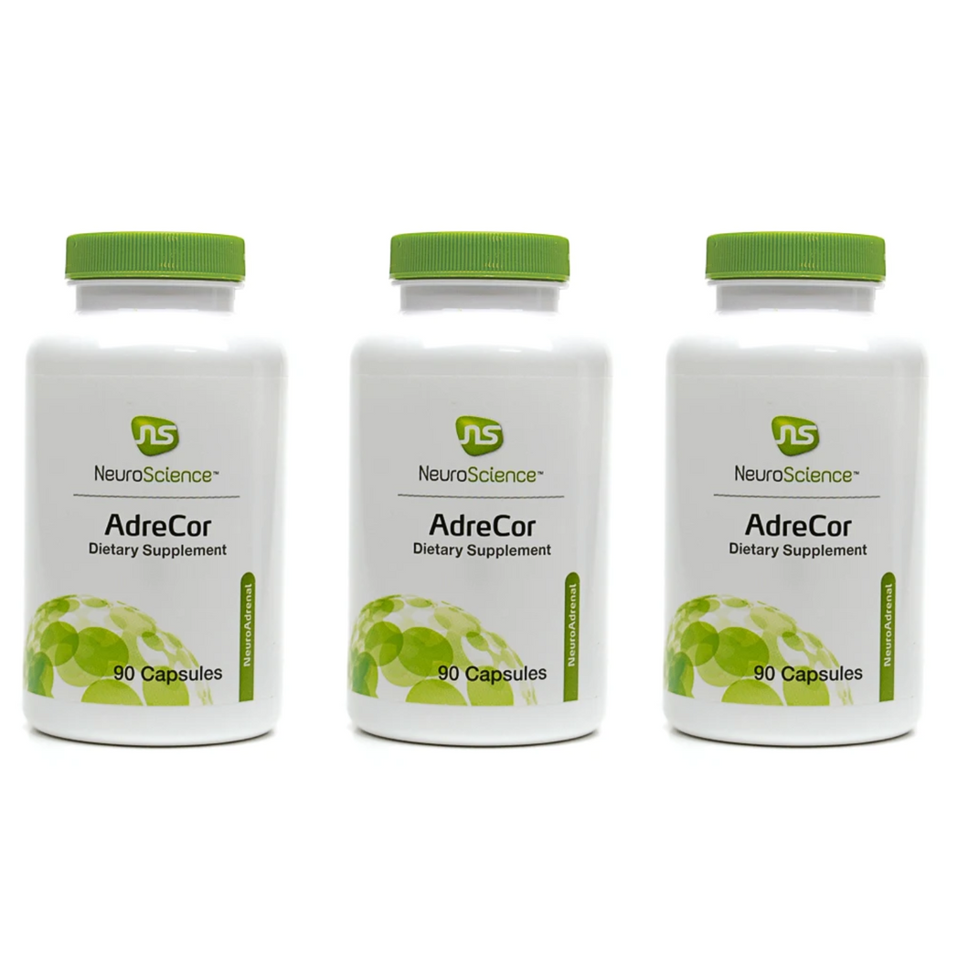 NeuroScience Adrecor 90 Adrenal Energy Support Complex Dietary Supplement 3 PACK