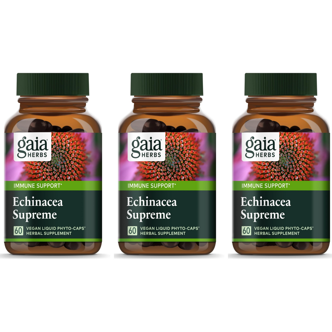 Gaia Herbs Echinacea Supreme 60 Vegan Liquid Phyto-Softgels 3 PACK