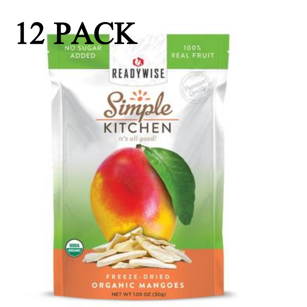 ReadyWise Simple Kitchen Organic Freeze-Dried Mangoes 1.05 Oz 12 PACK