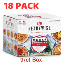 Load image into Gallery viewer, ReadyWise Adventure Cook-In-Pouch Meals Favorites Kit 9/Ct Box 18 PACK
