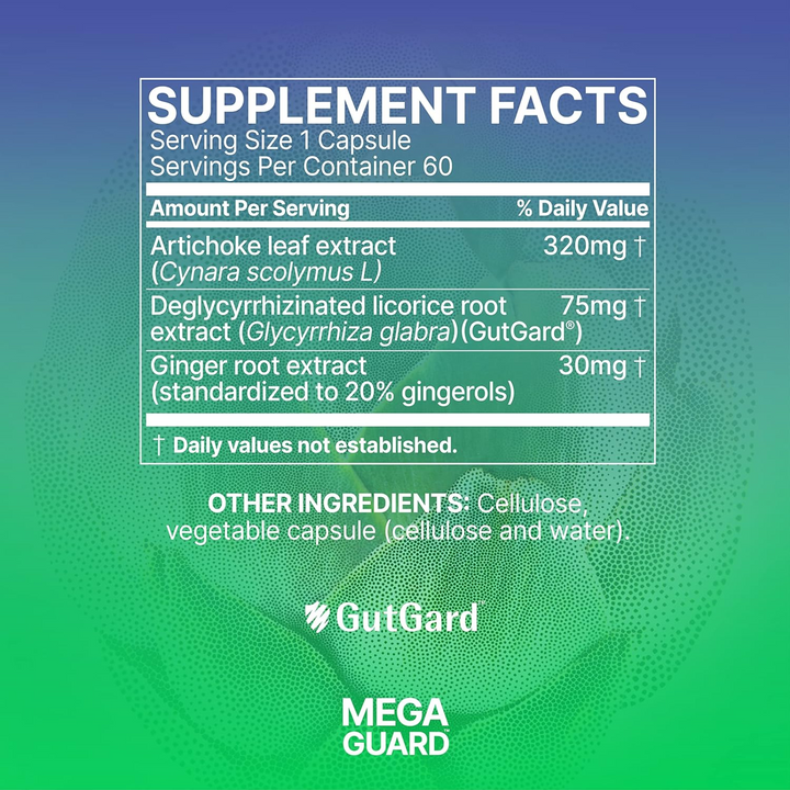 Microbiome Labs MegaGuard Digestive Support 60 Caps for Gas Bloating Indigestion