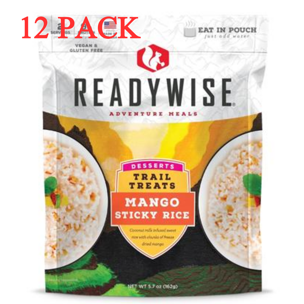 ReadyWise Trail Treats Mango Sticky Rice 2.5 Servings 5.7 Oz 12 PACK