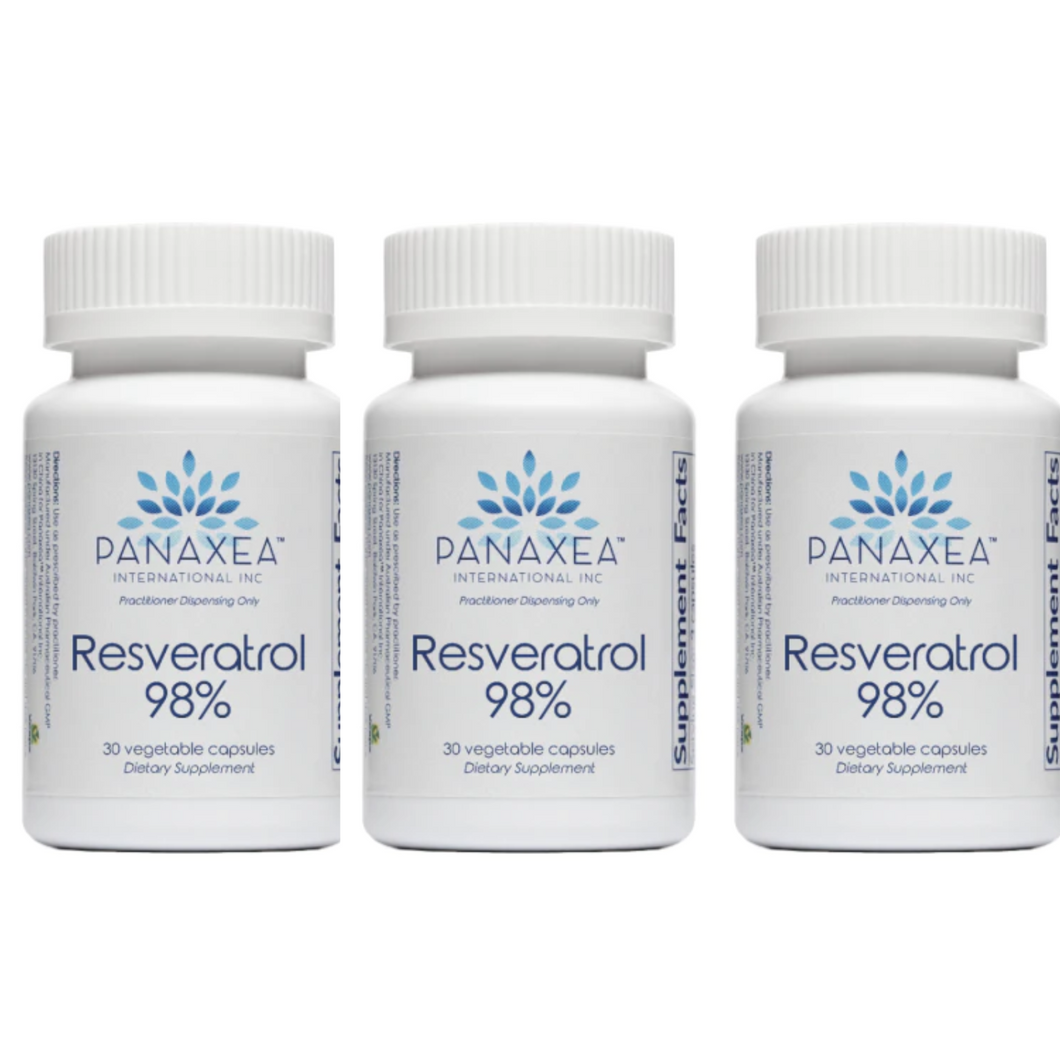Panaxea RESVERATROL 98% 30 x 200 mg Capsules Dietary Supplement 3 PACK