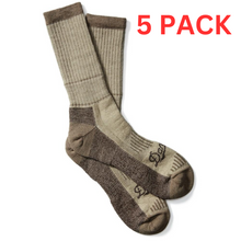 Load image into Gallery viewer, Danner Merino Midweight Hunting Socks Crew Brown M 5 PACK
