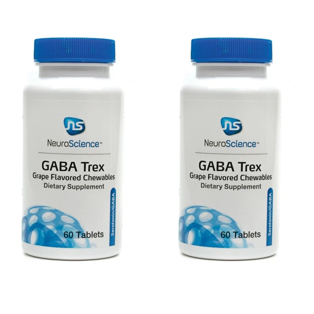 NeuroScience GABA Trex Dietary Supplement Grape Flavored Chewable 60 Tabs 2 PACK