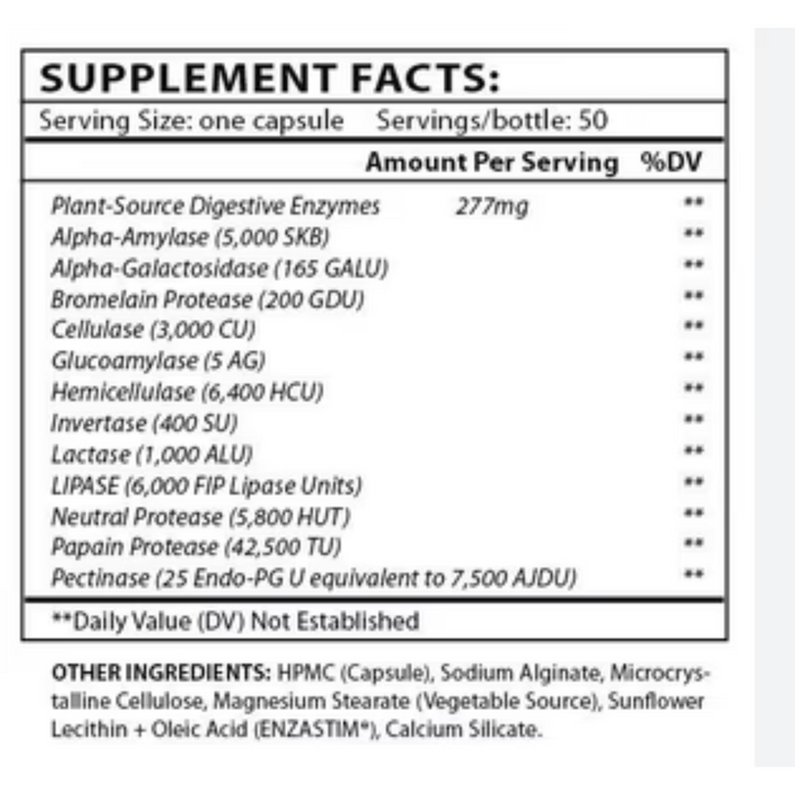 Master Supplements US Enzymes ENZALASE 93 Cápsulas Enzimas compatibles con probióticos
