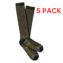 Load image into Gallery viewer, LaCrosse Men&#39;s Merino Midweight Sock Over the Calf OD Green L 5 PACK
