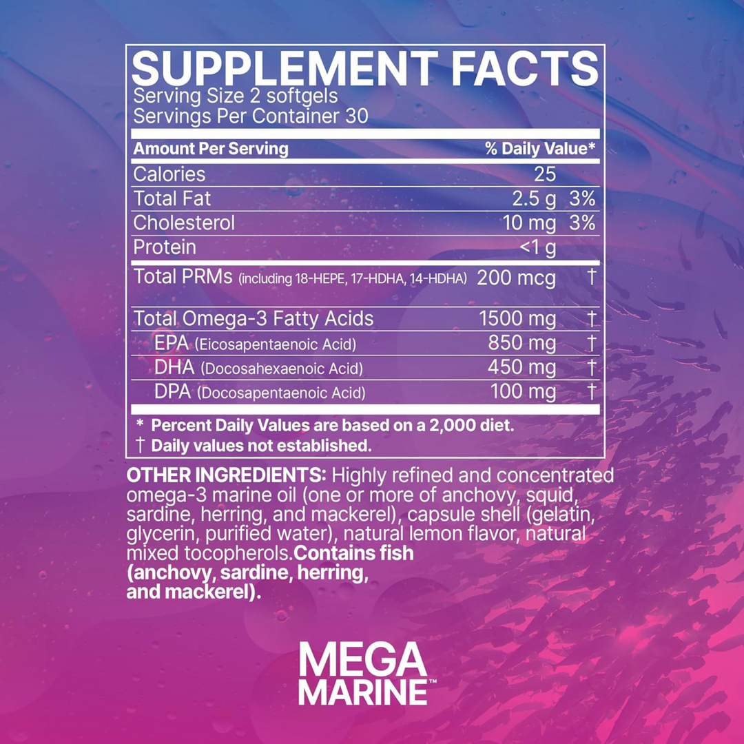 Aceite de pescado MegaMarine específico para el intestino de Microbiome Labs (60 cápsulas blandas) para la salud inmunitaria