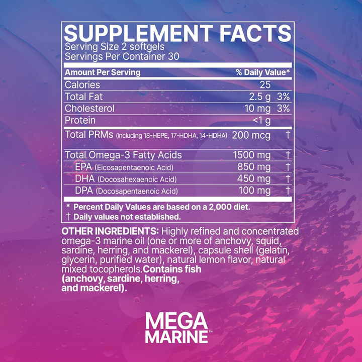 Aceite de pescado MegaMarine específico para el intestino de Microbiome Labs (60 cápsulas blandas) para la salud inmunitaria
