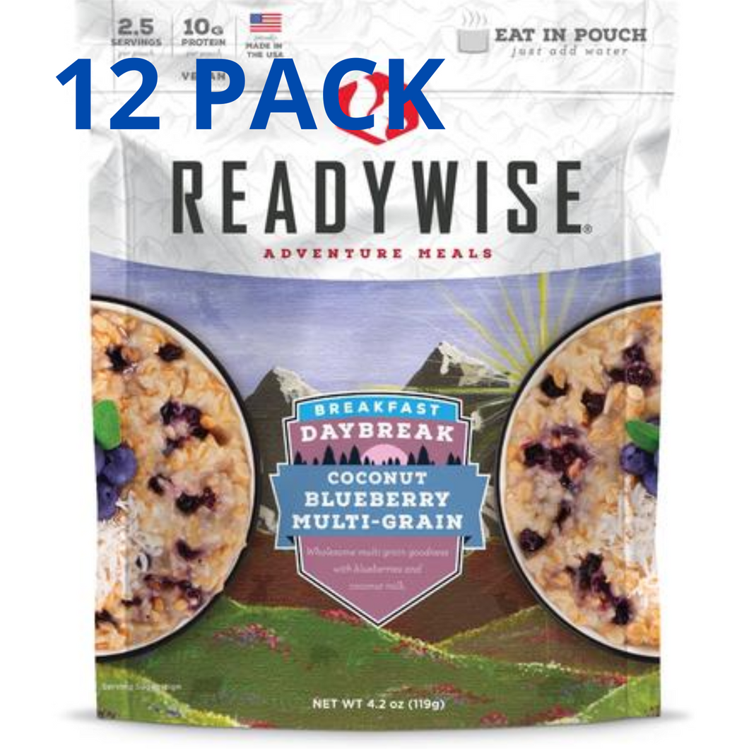 ReadyWise Daybreak CoconutBlueberry MultiGrain 2.5 servings 4.2 Oz 12 PACK