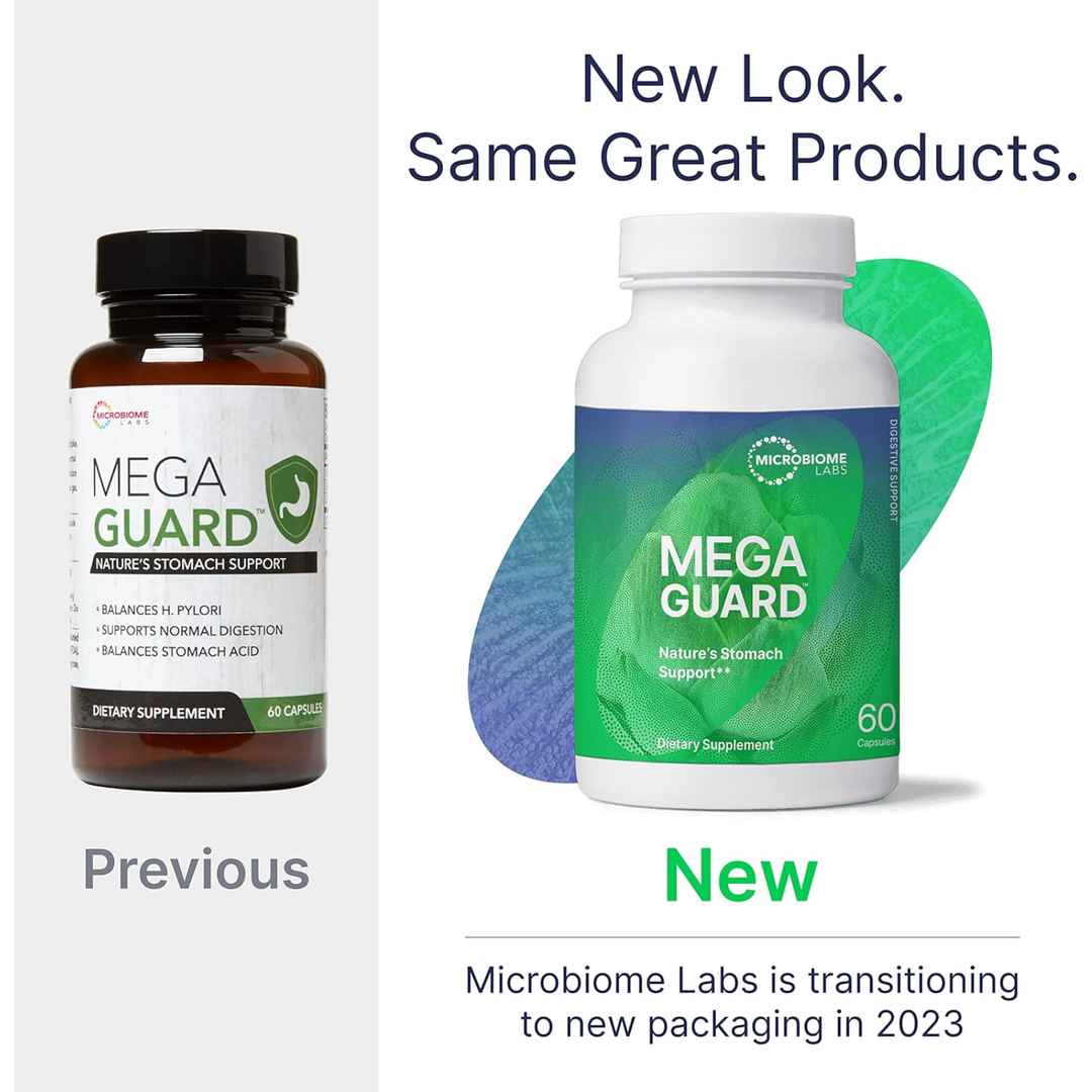 Microbiome Labs MegaGuard Digestive Support 60 Caps for Gas Bloating Indigestion