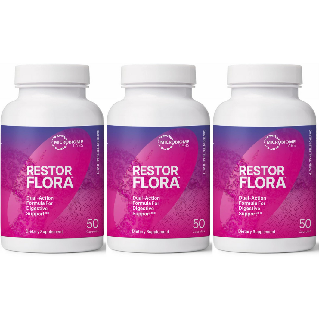 Microbiome Labs RestorFlora 50 Capsules Bacillus Subtilis HU58 MB-RESTORE 3 PACK