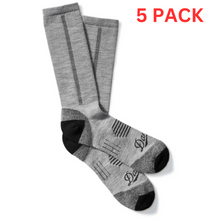 Load image into Gallery viewer, Danner Merino Lightweight Hiking Socks Crew Grey XL 5 PACK
