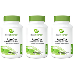 NeuroScience AdreCor with Licorice Root Dietary Supplement 90 Capsules 3 PACK