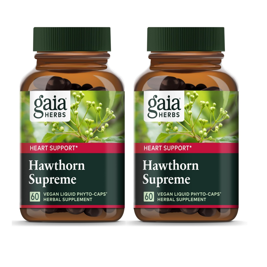 Gaia Herbs Hawthorn Berry Supplement 60 Vegan Liquid Phyto-Caps 2 PACK