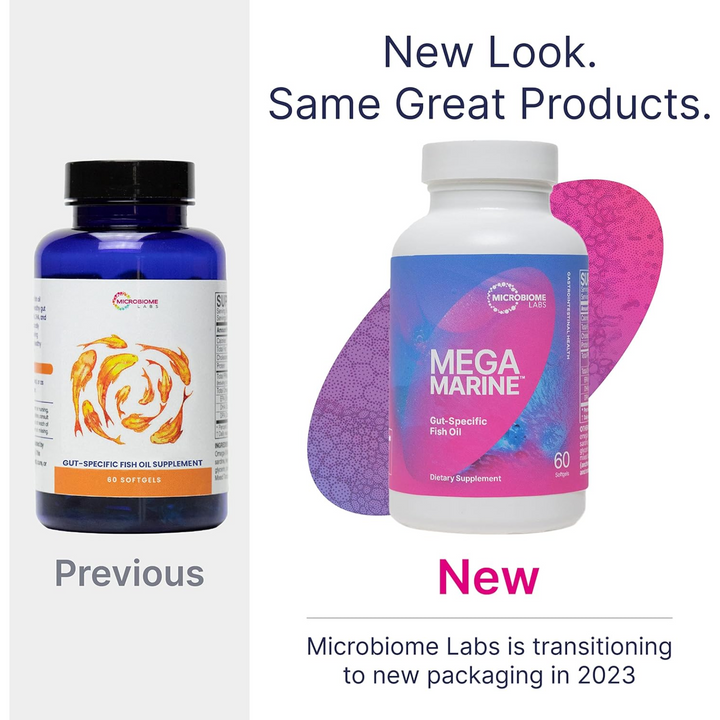 Aceite de pescado MegaMarine específico para el intestino de Microbiome Labs (60 cápsulas blandas) para la salud inmunitaria