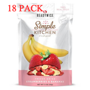 ReadyWise Freeze-Dried Strawberries & Bananas 1.1 Oz 18 PACK 3 YEAR SHELF LIFE