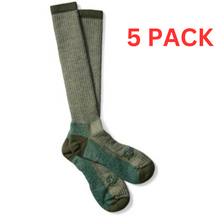 Load image into Gallery viewer, Danner Merino Midweight Hunting Socks Over Calf Green XL 5 PACK
