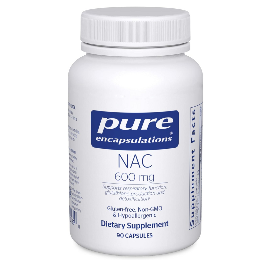 Pure Encapsulations NAC 600mg Immune Lung Liver Antioxidant Supplement 90 Caps