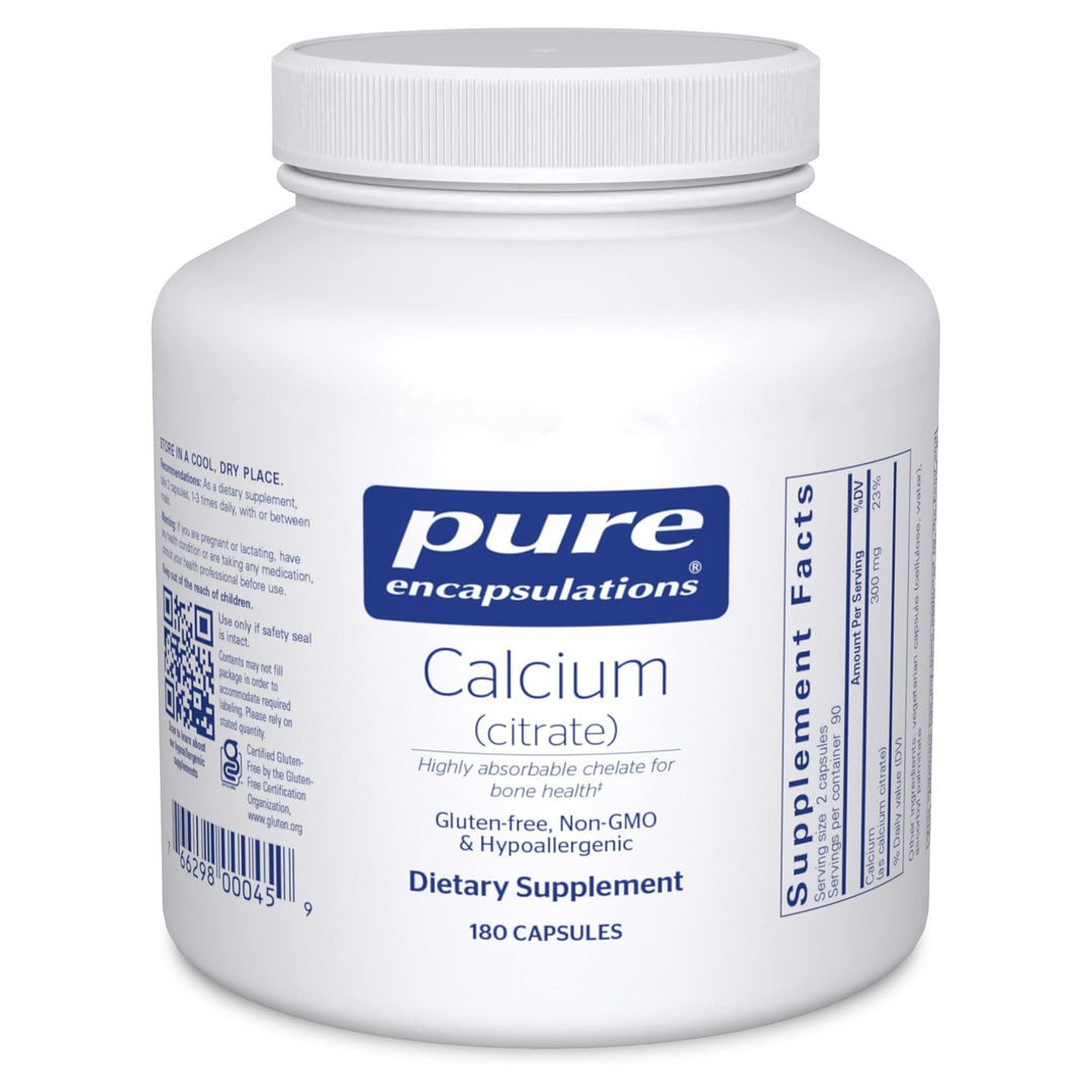Pure Encapsulations Calcium Citrate Supplement Bone Heart Colon Support 180 Caps